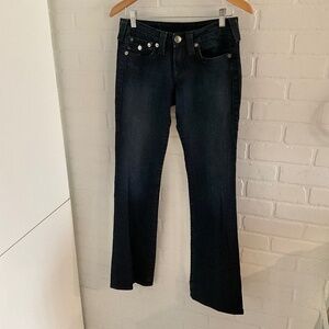 True Religion Women’s Denim Jeans Y2K Rock Low Rise Dark wash Blue Flare 28